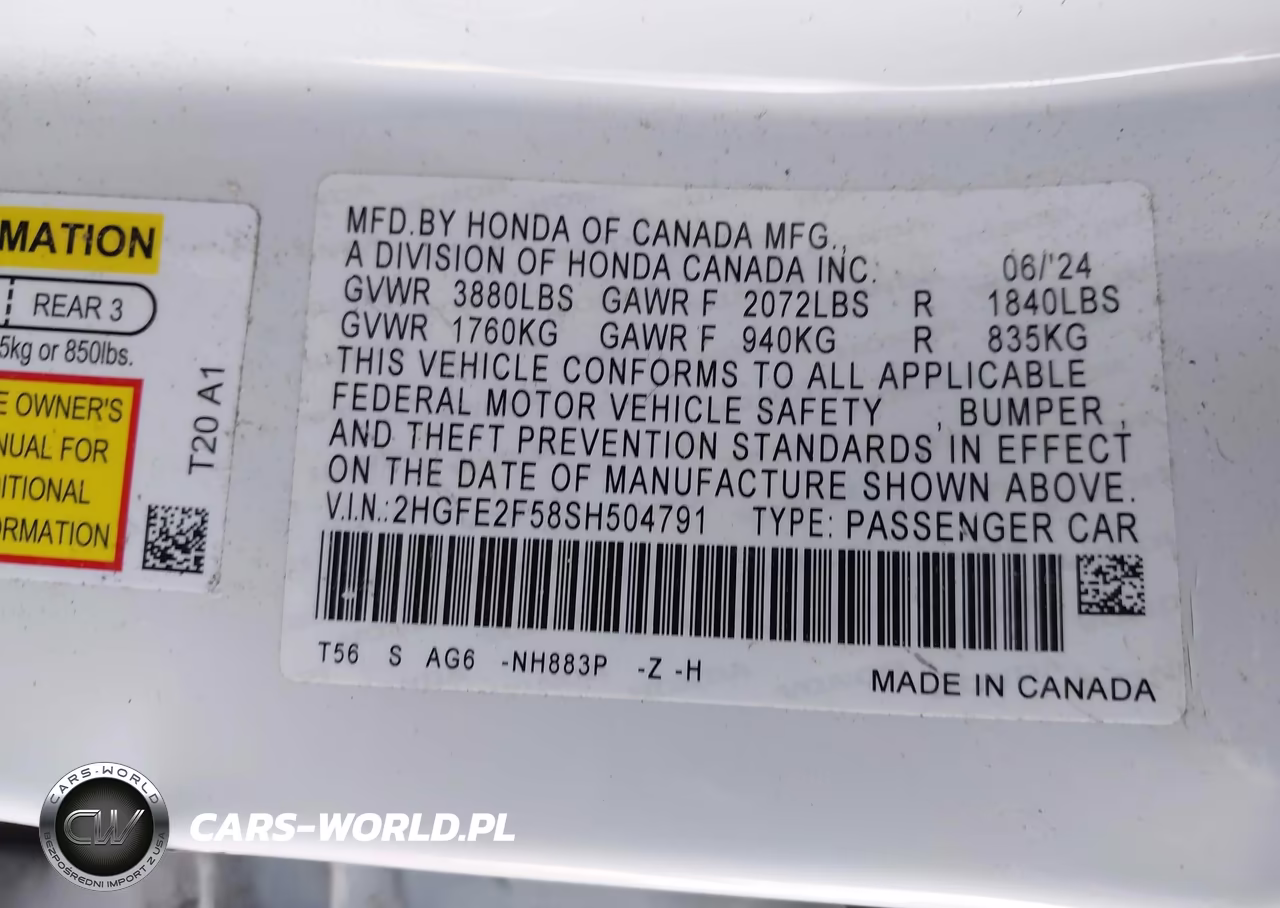 2025 Honda Civic Sport VIN:2HGFE2F58SH504791 - 9
