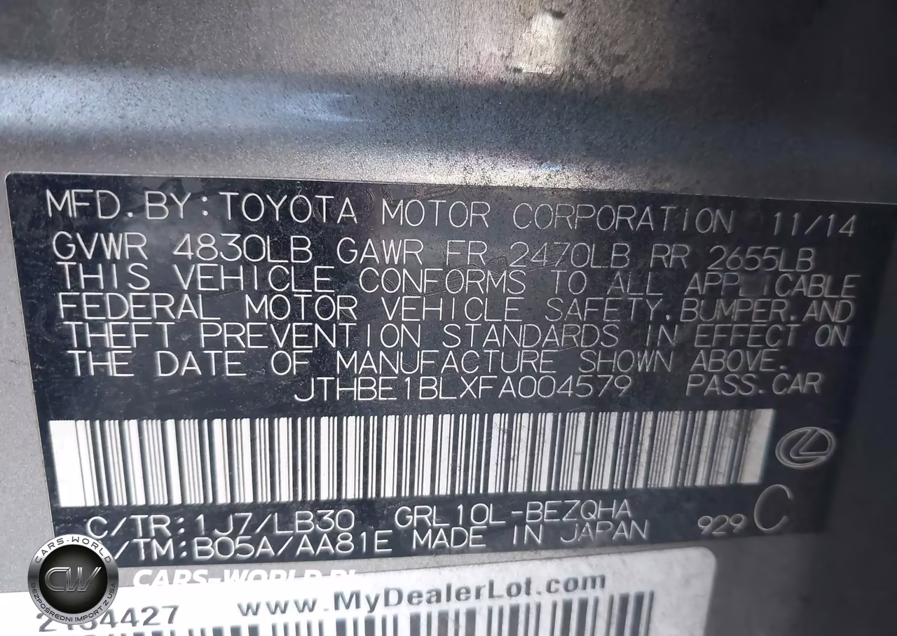 2015 Lexus Gs 350 VIN:JTHBE1BLXFA004579 - 9