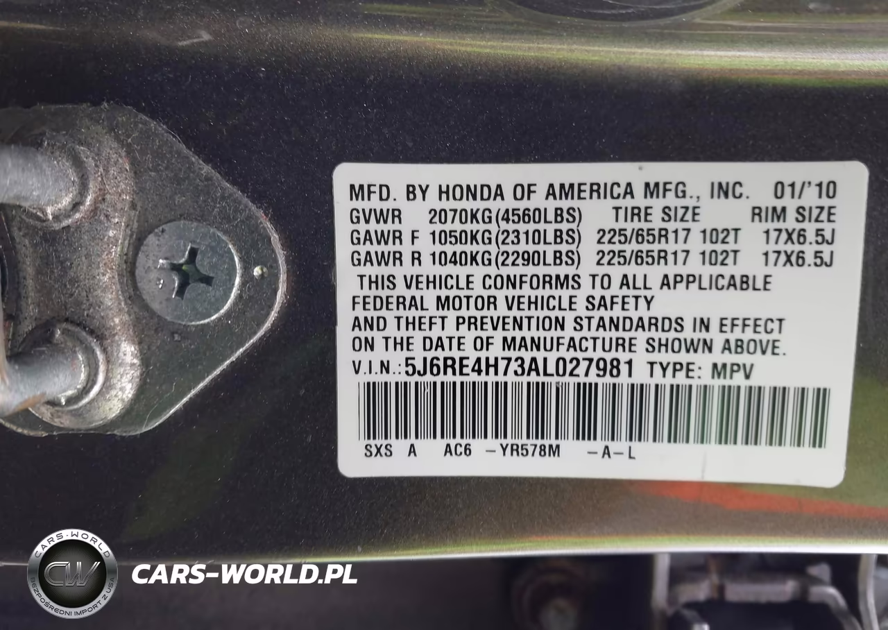 2010 Honda Cr-V Ex-L VIN:5J6RE4H73AL027981 - 9
