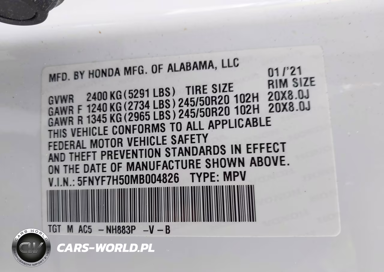 2021 Honda Passport 2Wd Ex-L VIN:5FNYF7H50MB004826 - 9