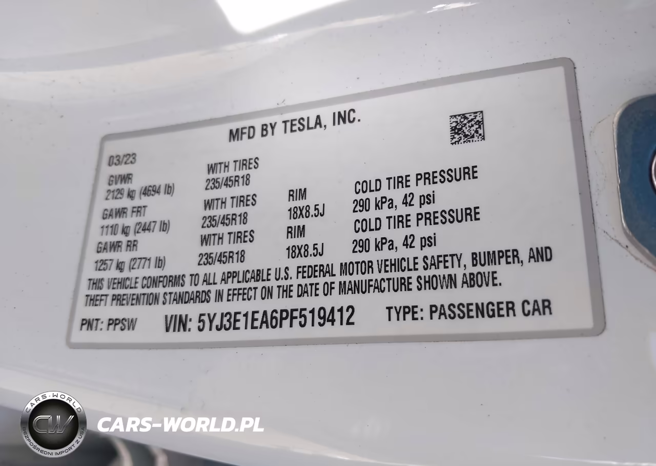 2023 Tesla Model 3 Rear-Wheel Drive VIN:5YJ3E1EA6PF519412 - 9