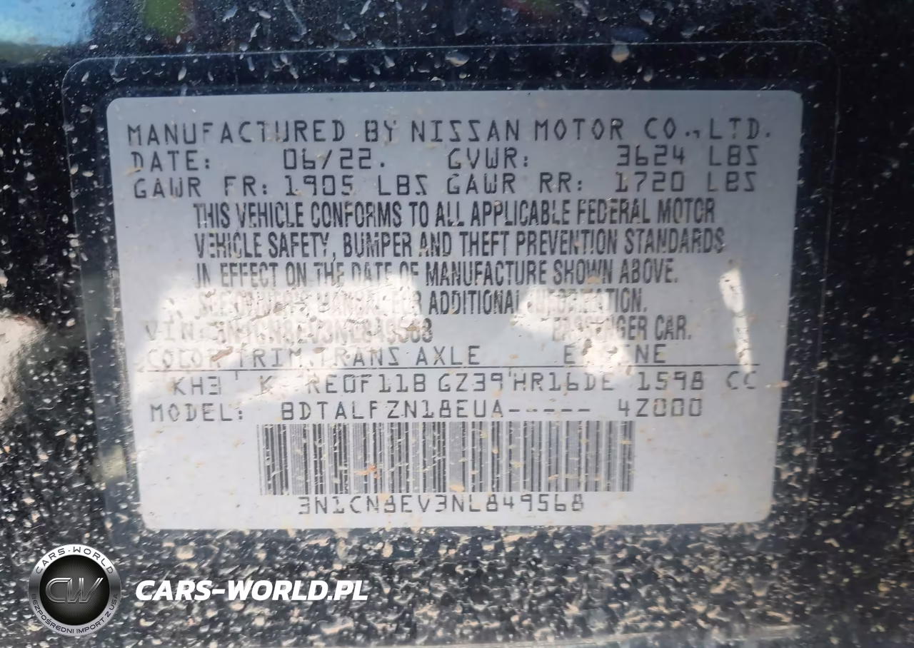2022 Nissan Versa 1.6 Sv Xtronic Cvt VIN:3N1CN8EV3NL849568 - 9