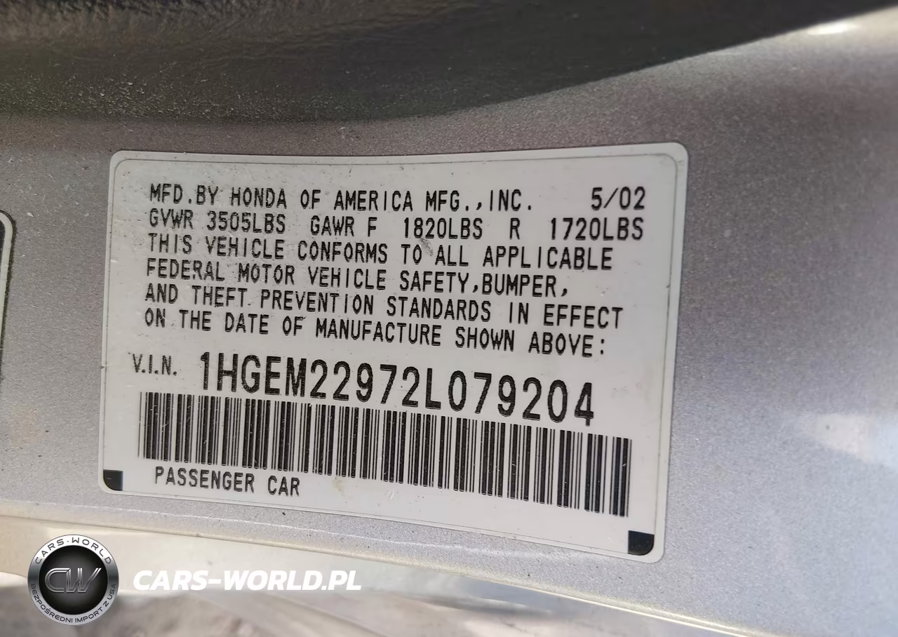 2002 Honda Civic Ex VIN:1HGEM22972L079204 - 9