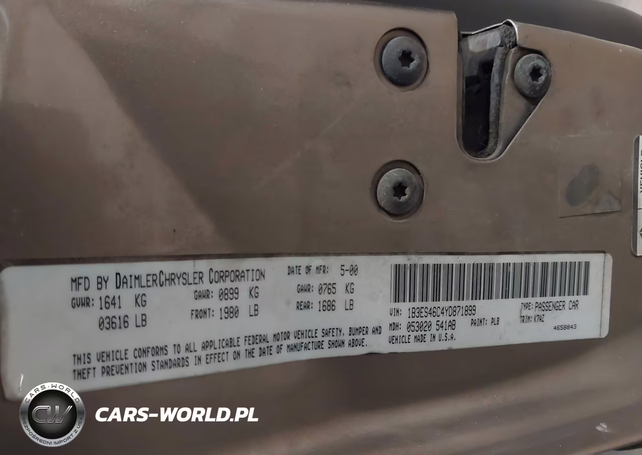 2000 Dodge Neon Highline VIN:1B3ES46C4YD871899 - 9