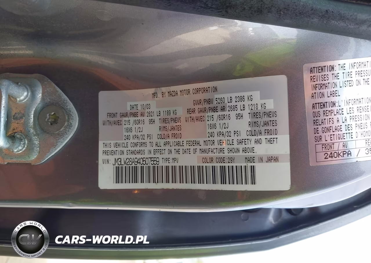 2004 Mazda Mpv Lx VIN:JM3LW28A940507559 - 9