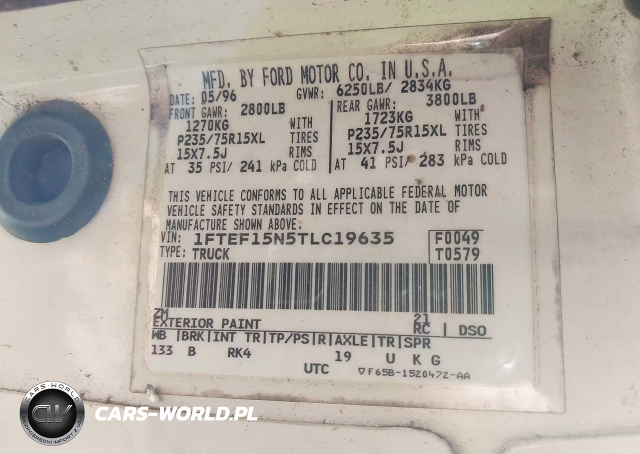 1996 Ford F150 VIN:1FTEF15N5TLC19635 - 9