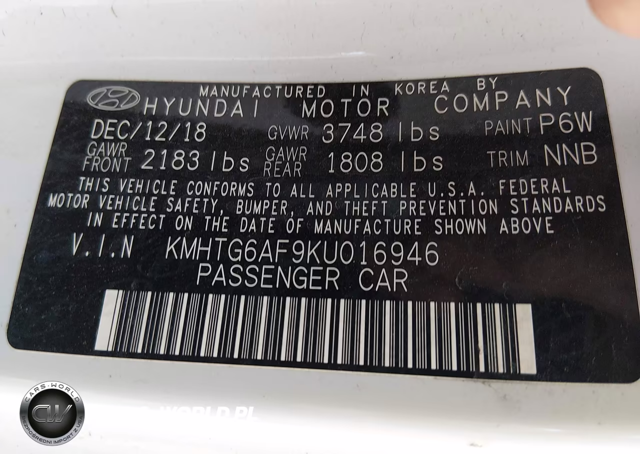 2019 Hyundai Veloster 2.0 VIN:KMHTG6AF9KU016946 - 9