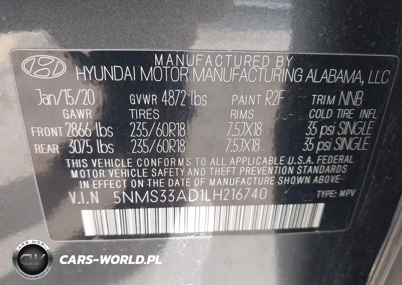 2020 Hyundai Santa Fe Sel VIN:5NMS33AD1LH216740 - 9