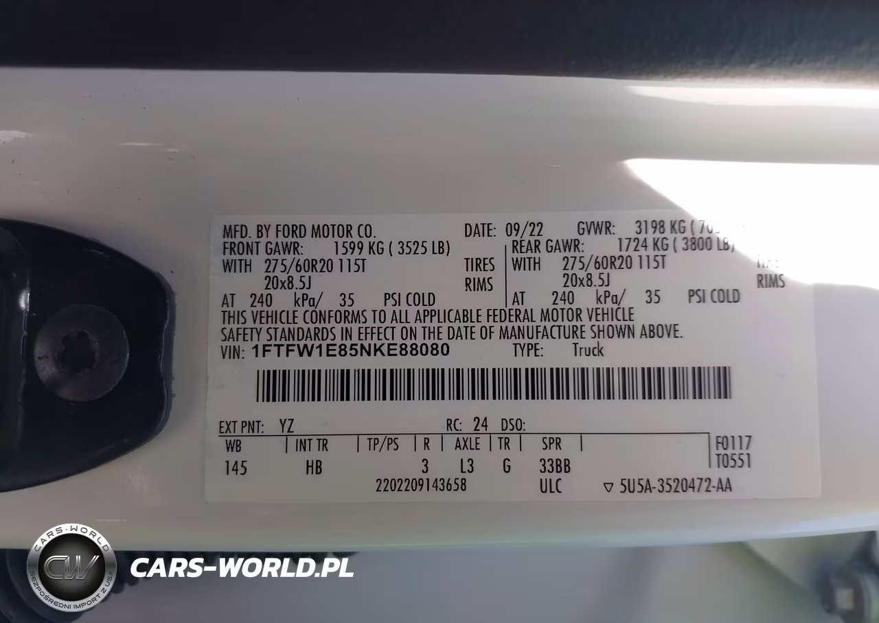 2022 Ford F-150 Lariat VIN:1FTFW1E85NKE88080 - 9