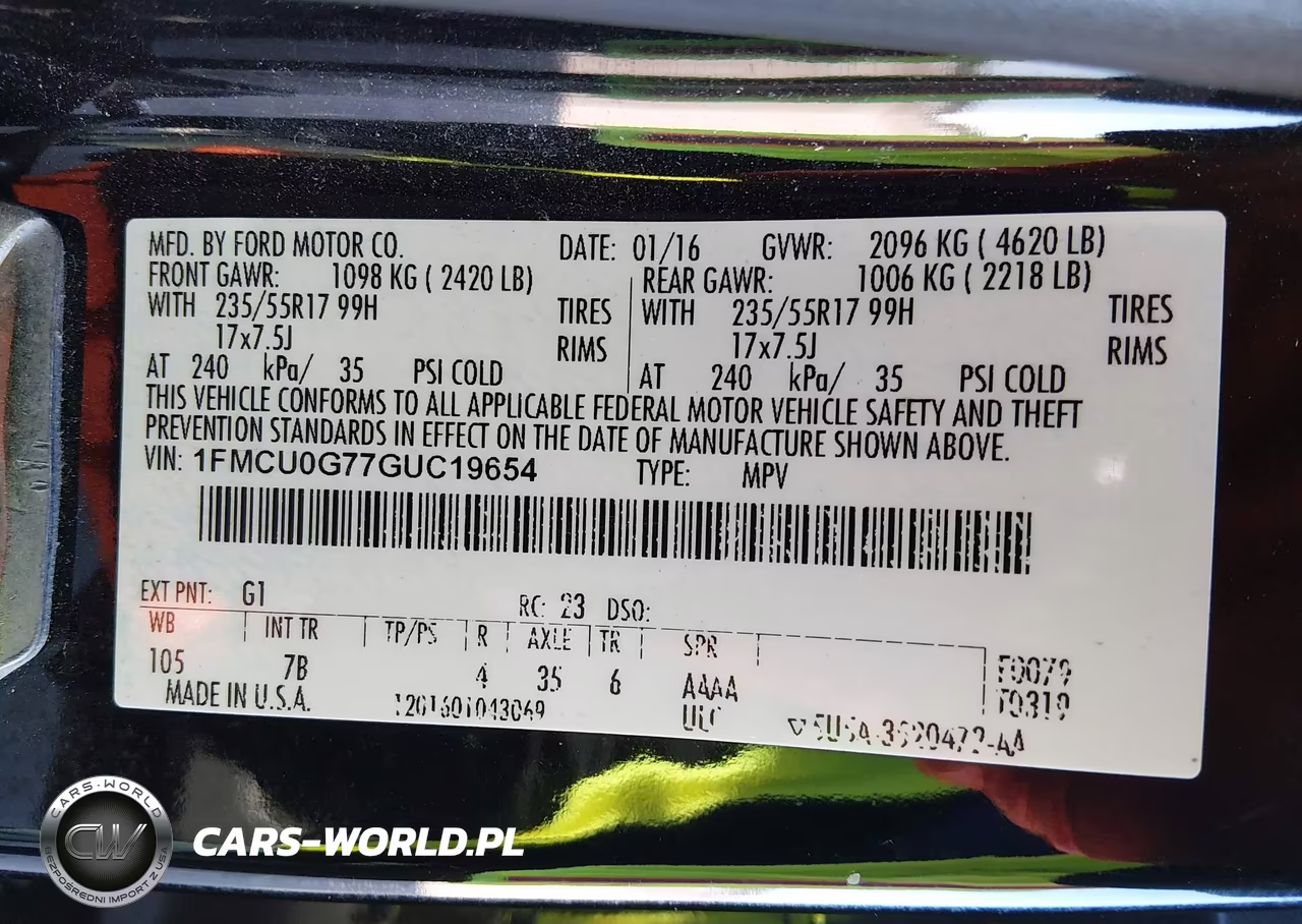 2016 Ford Escape Se VIN:1FMCU0G77GUC19654 - 9