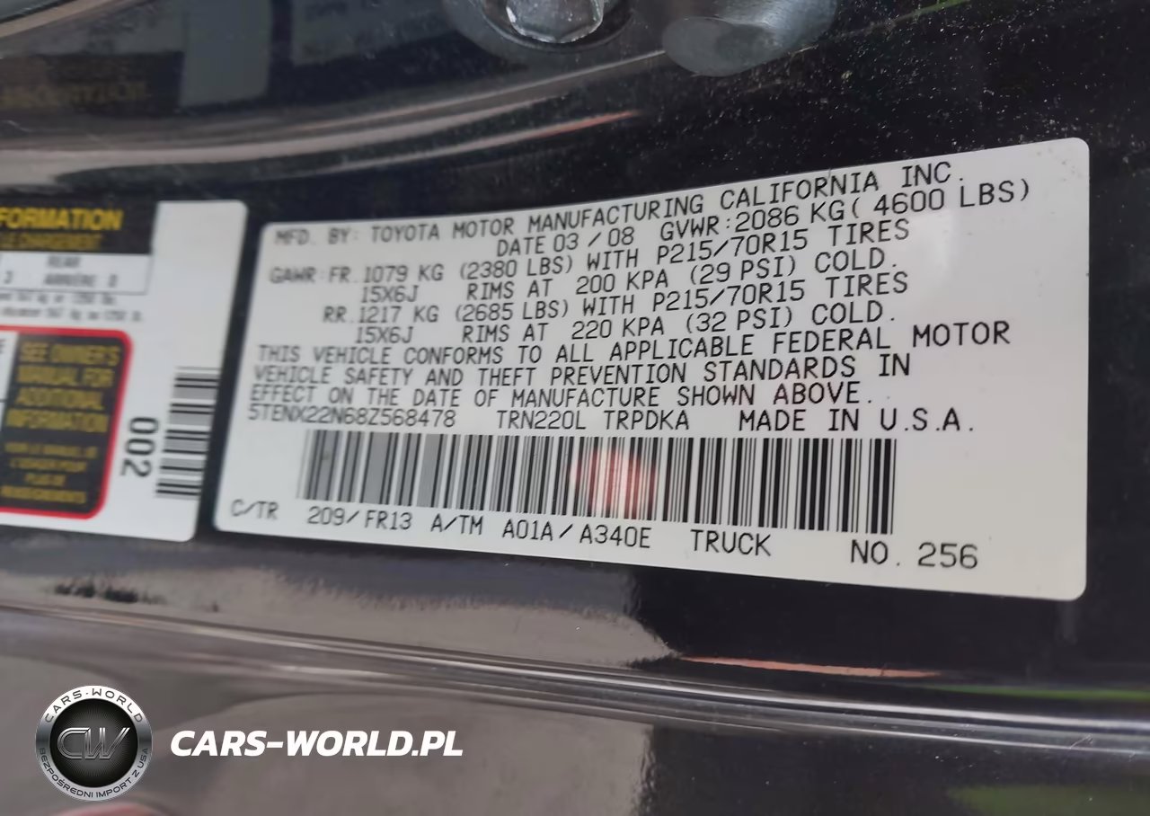 2008 Toyota Tacoma VIN:5TENX22N68Z568478 - 9