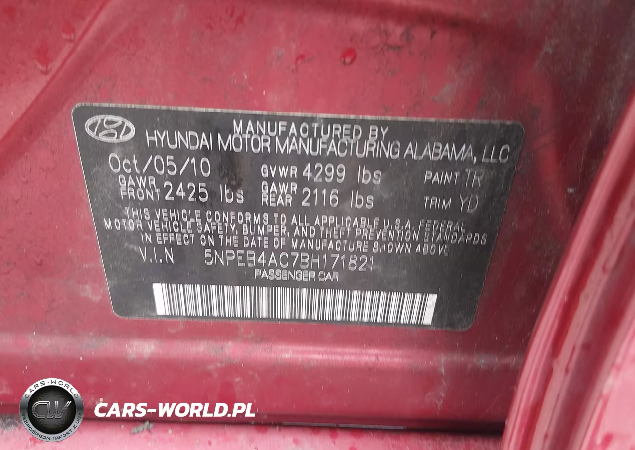 2011 Hyundai Sonata Gls VIN:5NPEB4AC7BH171821 - 9