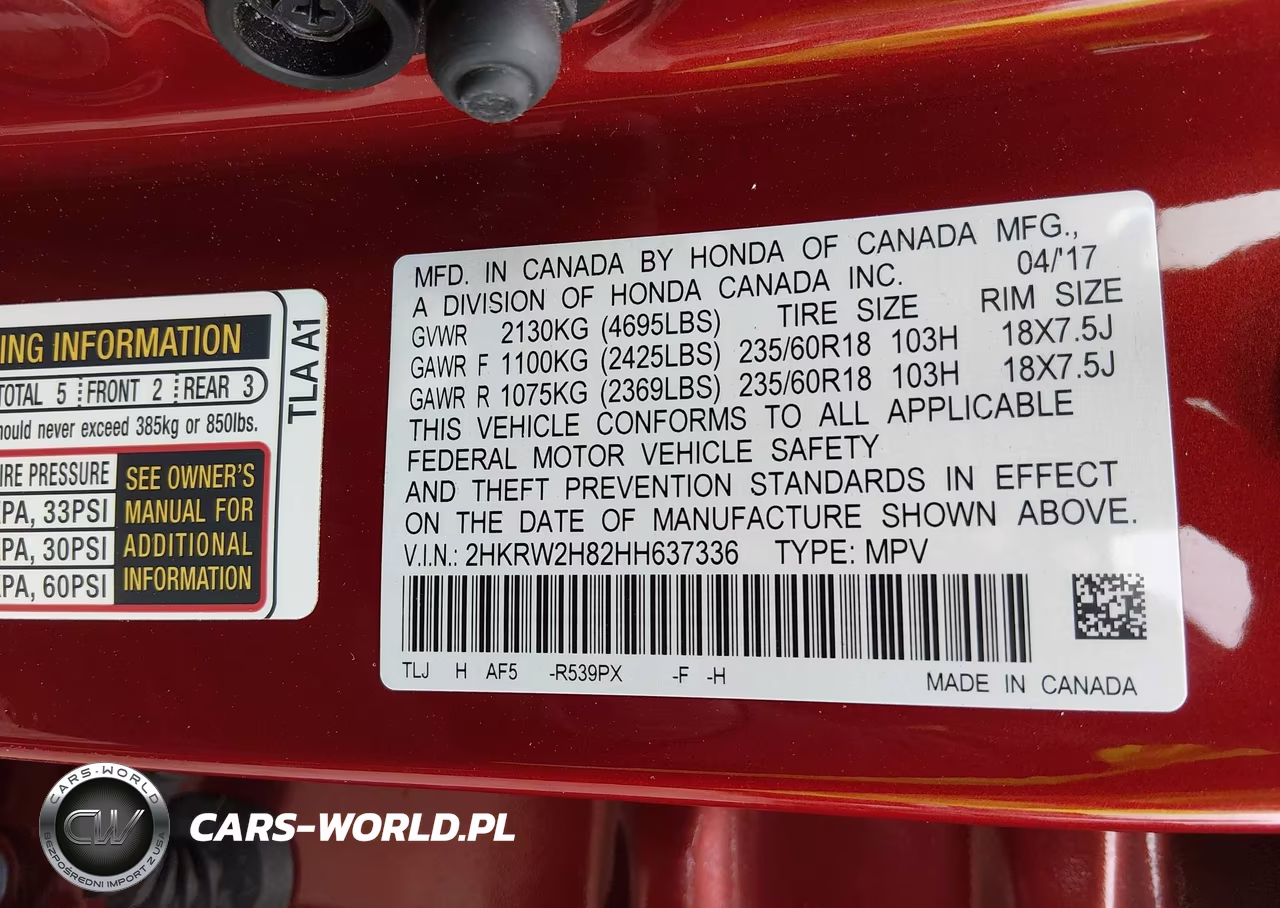 2017 Honda Cr-V Ex-L-Ex-L Navi VIN:2HKRW2H82HH637336 - 9