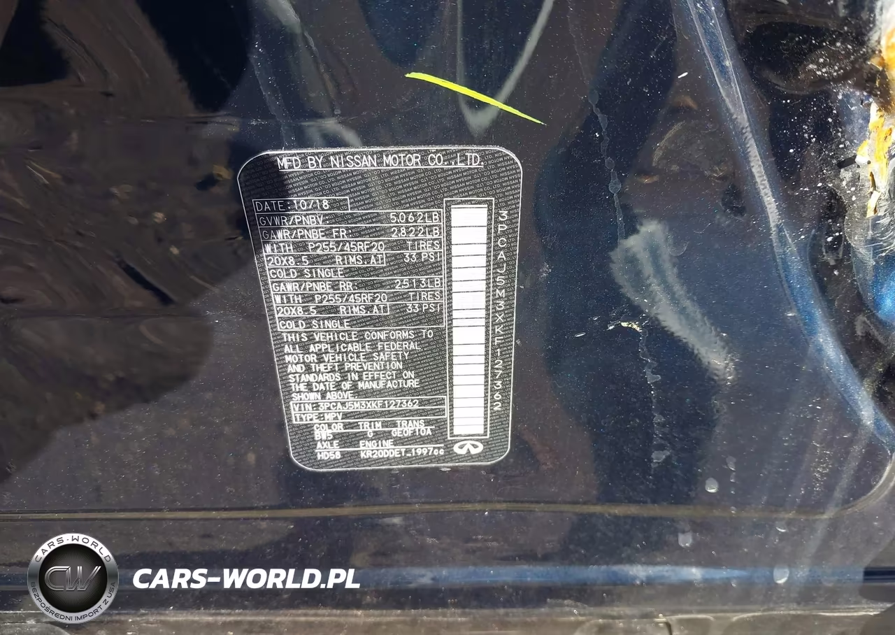 2019 Infiniti Qx50 Essential VIN:3PCAJ5M3XKF127362 - 9