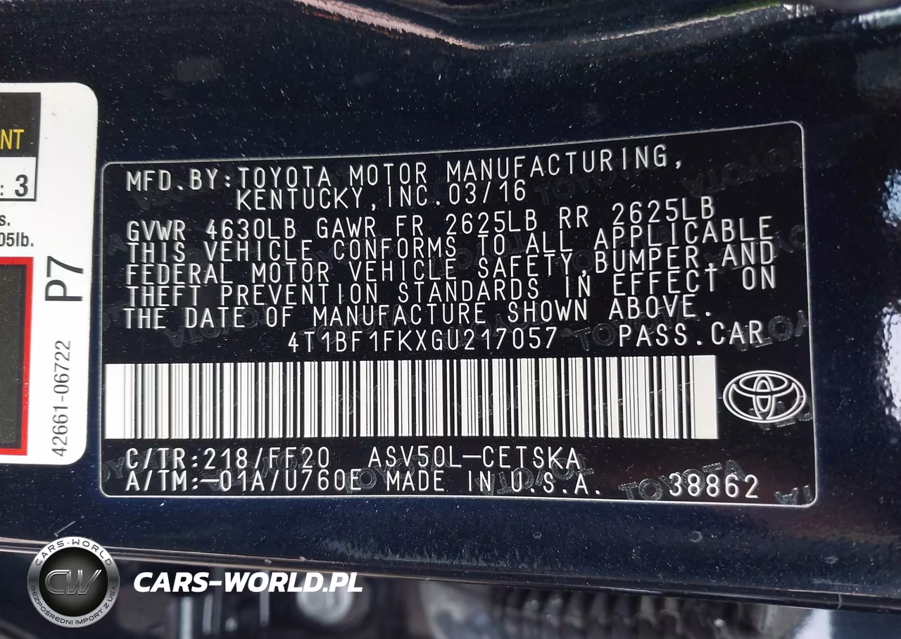 2016 Toyota Camry Se VIN:4T1BF1FKXGU217057 - 9