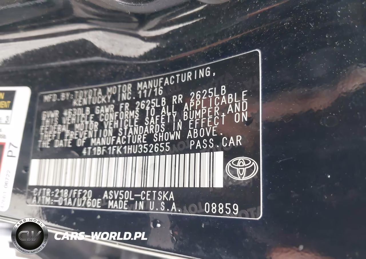 2017 Toyota Camry Se VIN:4T1BF1FK1HU352655 - 9