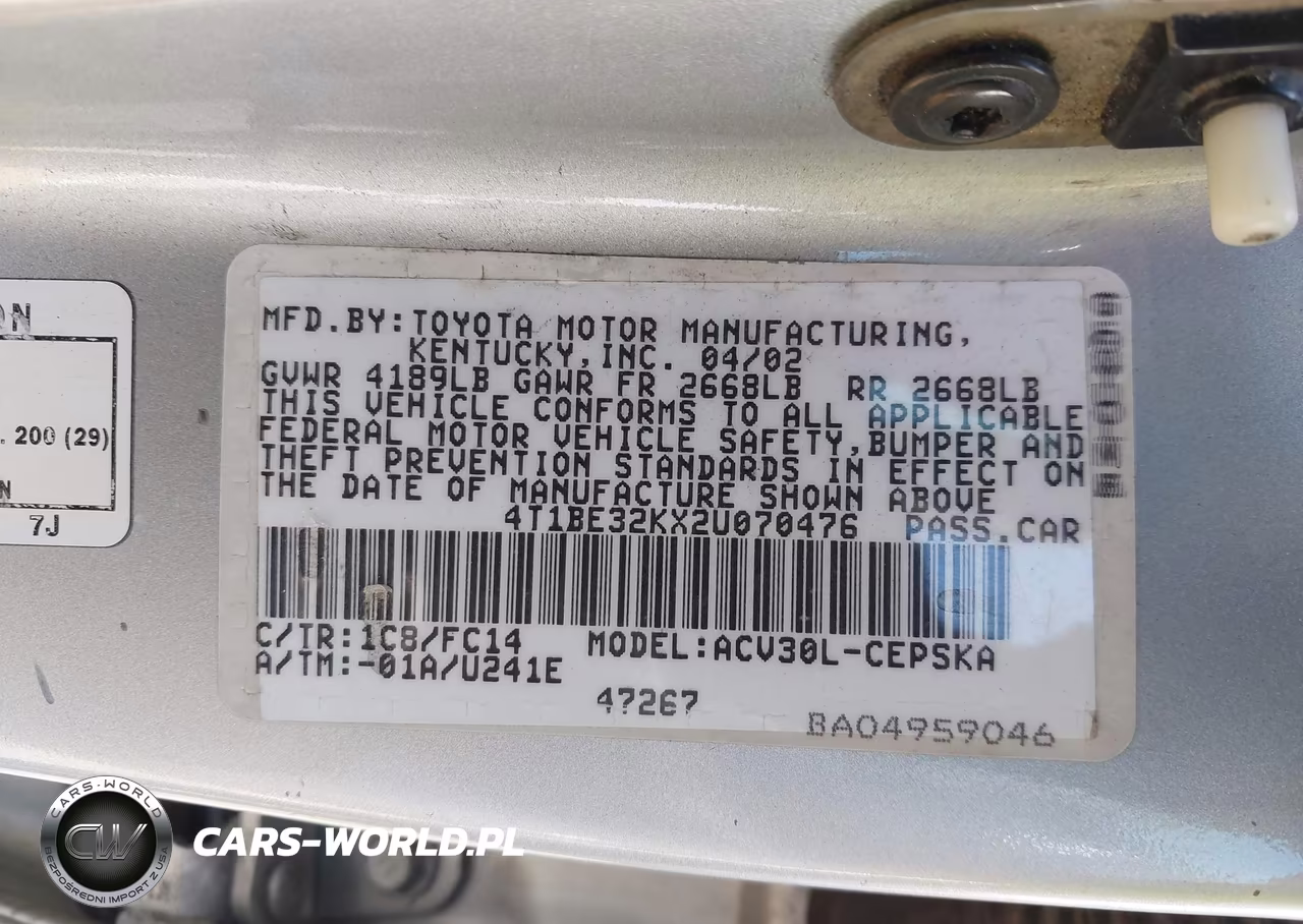 2002 Toyota Camry Se VIN:4T1BE32KX2U070476 - 9