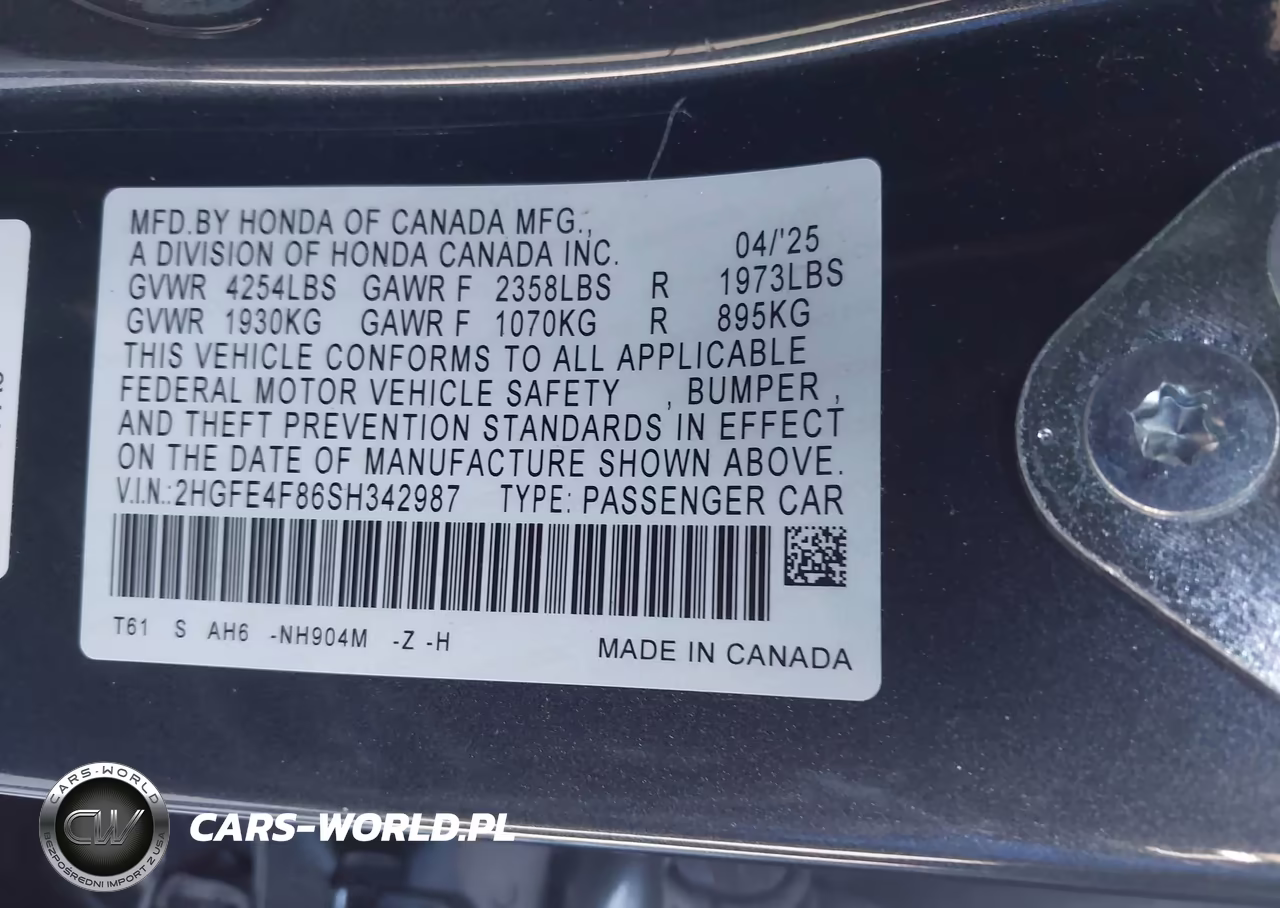 2025 Honda Civic Hybrid Sport-Sport Touring VIN:2HGFE4F86SH342987 - 9