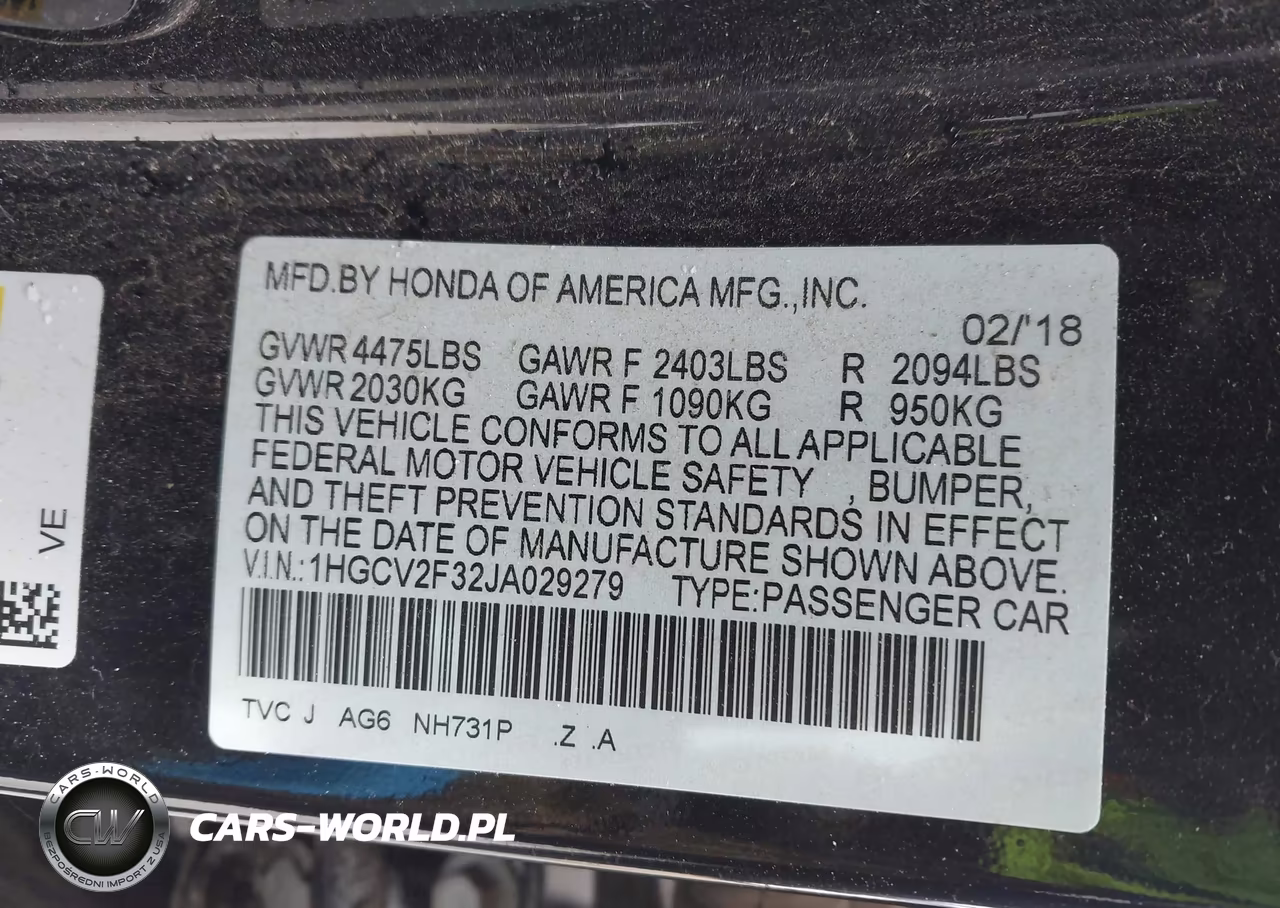 2018 Honda Accord Sport 2.0T VIN:1HGCV2F32JA029279 - 9