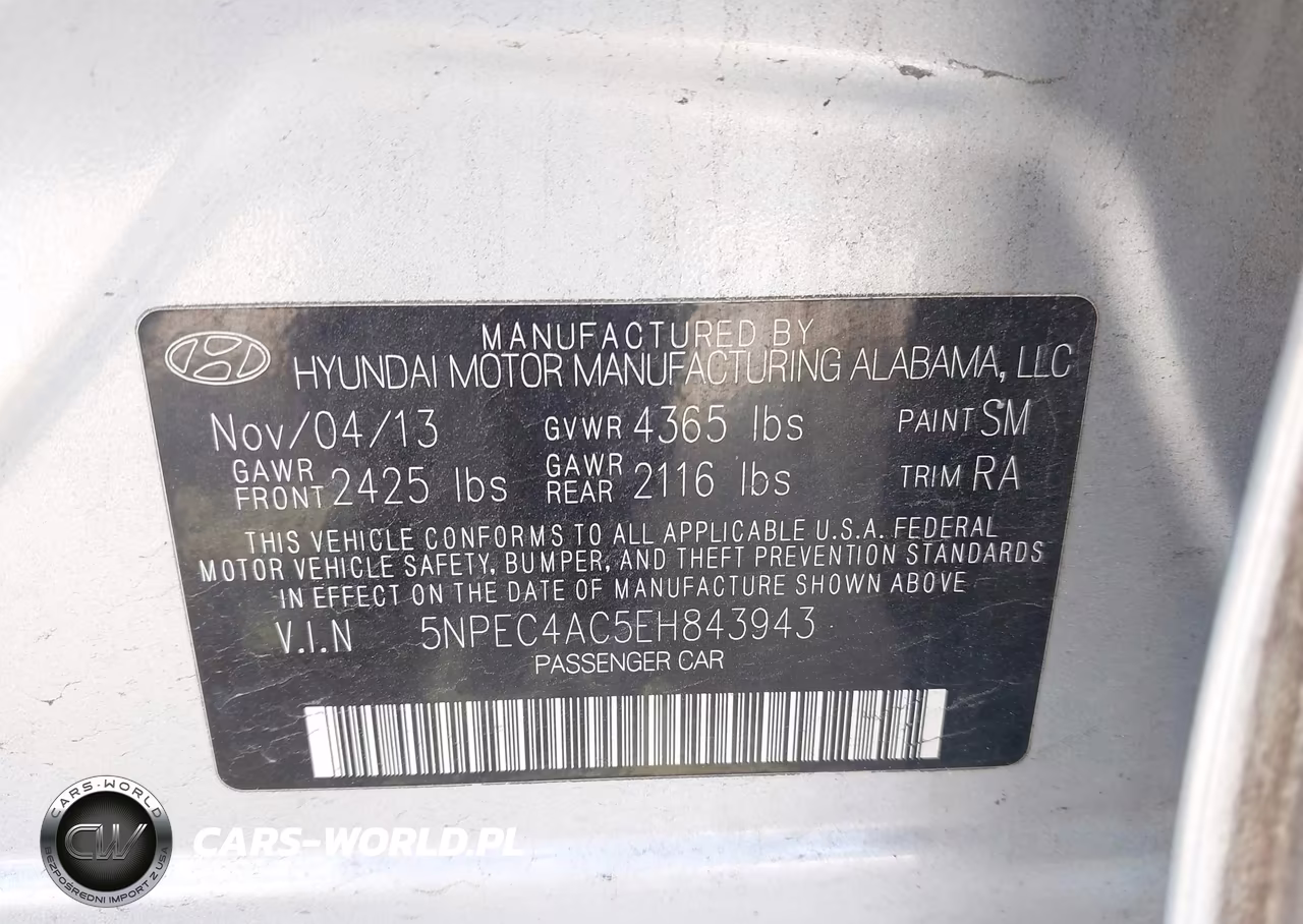2014 Hyundai Sonata Limited VIN:5NPEC4AC5EH843943 - 9