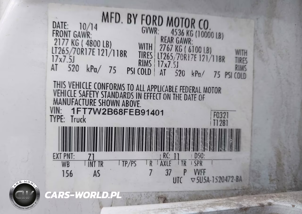 2015 Ford F-250 VIN:1FT7W2B68FEB91401 - 9