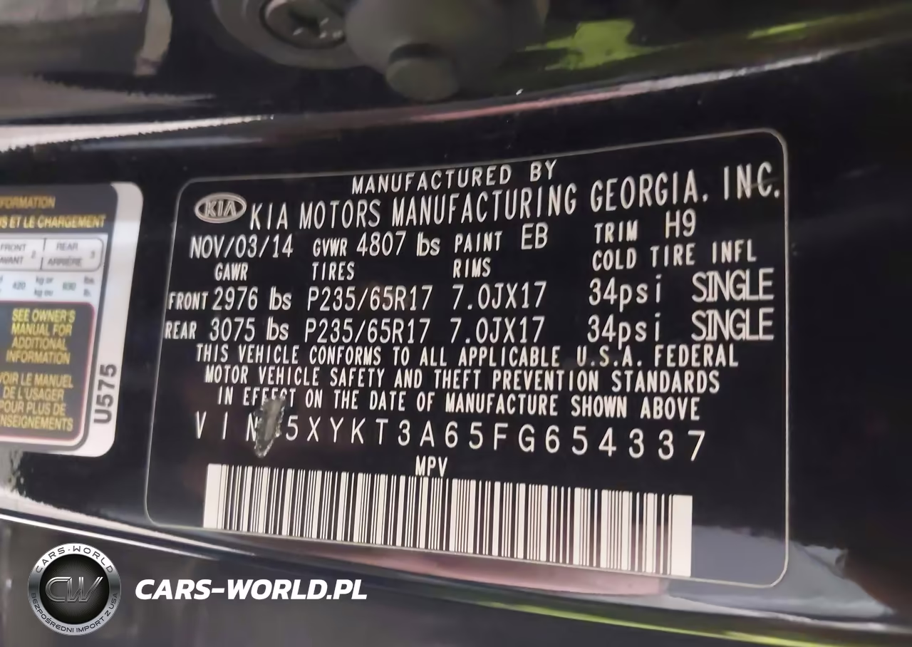 2015 Kia Sorento Lx VIN:5XYKT3A65FG654337 - 9