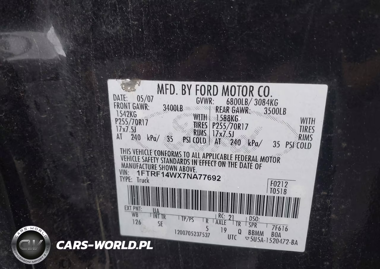 2007 Ford F-150 Stx-Xl-Xlt VIN:1FTRF14WX7NA77692 - 9