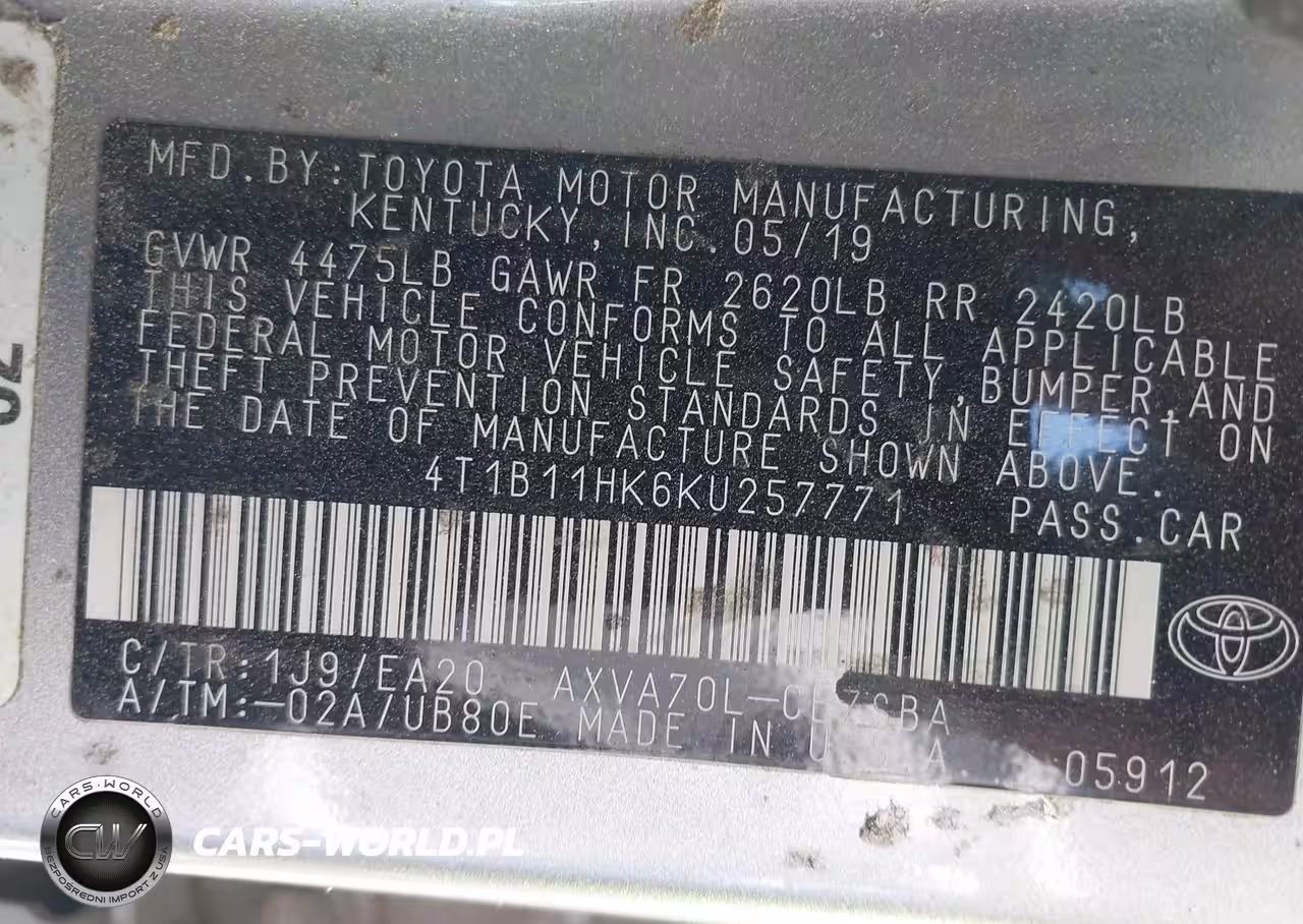 2019 Toyota Camry Se VIN:4T1B11HK6KU257771 - 9