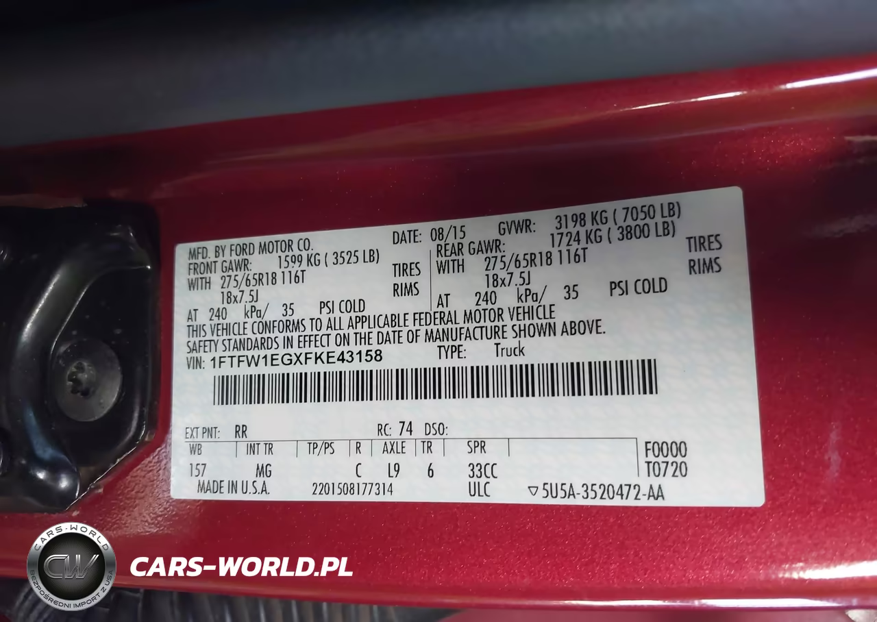 2015 Ford F-150 Xlt VIN:1FTFW1EGXFKE43158 - 9