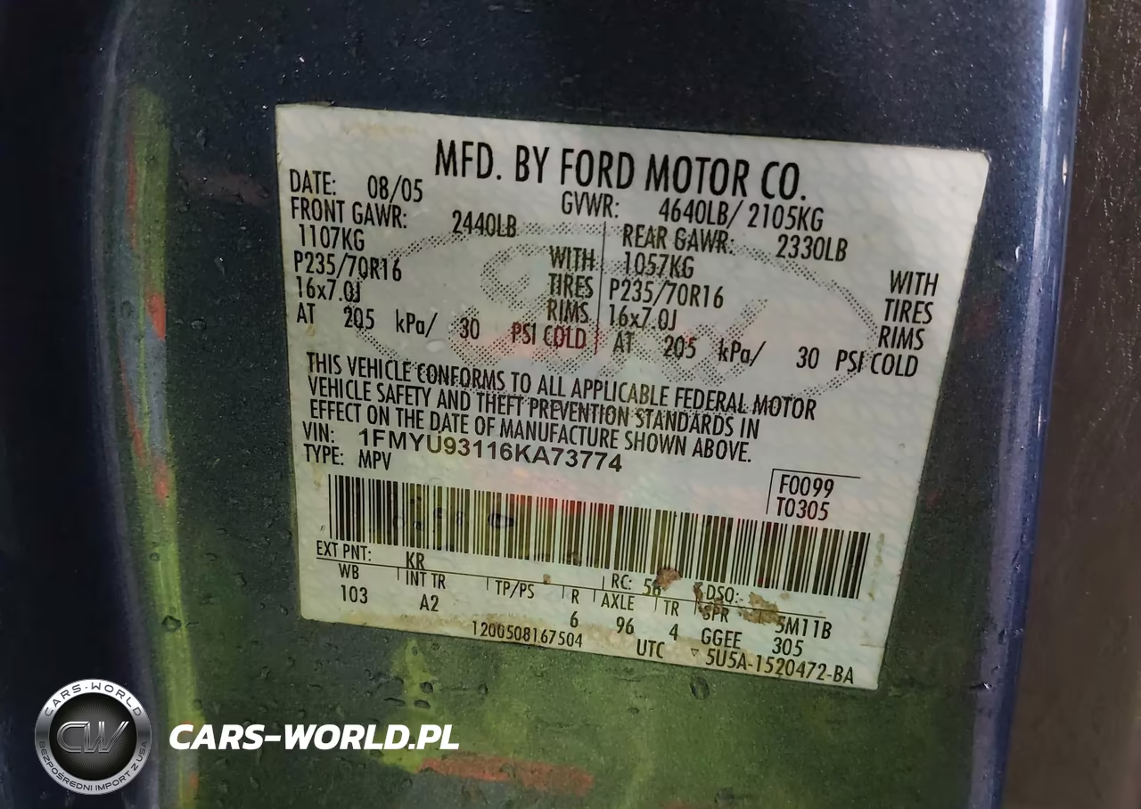 2006 Ford Escape Xlt-Xlt Sport VIN:1FMYU93116KA73774 - 9