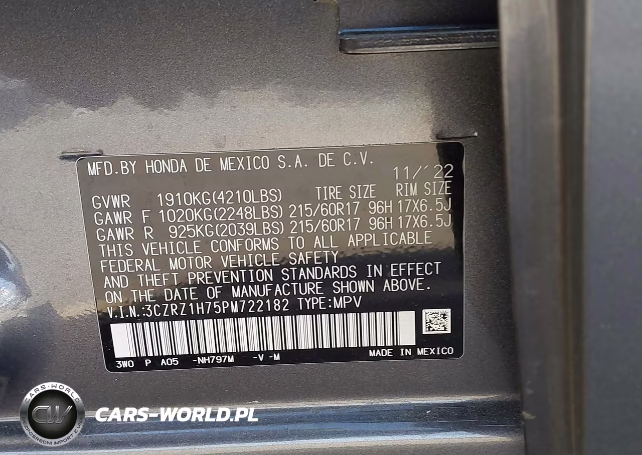 2023 Honda Hr-V 2Wd Ex-L VIN:3CZRZ1H75PM722182 - 9