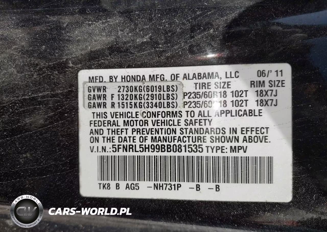 2011 Honda Odyssey Touring-Touring Elite VIN:5FNRL5H99BB081535 - 9