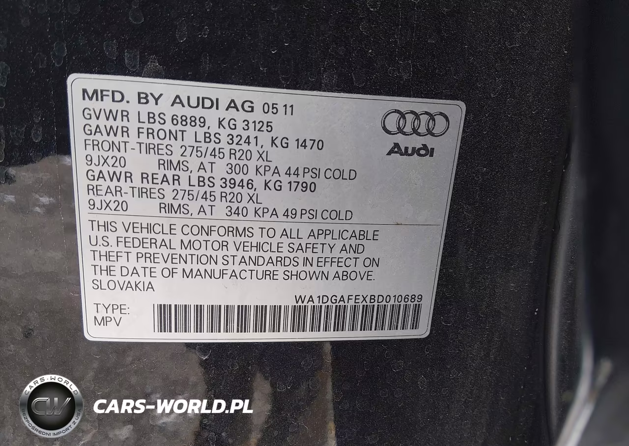 2011 Audi Q7 3.0T S Line Prestige VIN:WA1DGAFEXBD010689 - 9