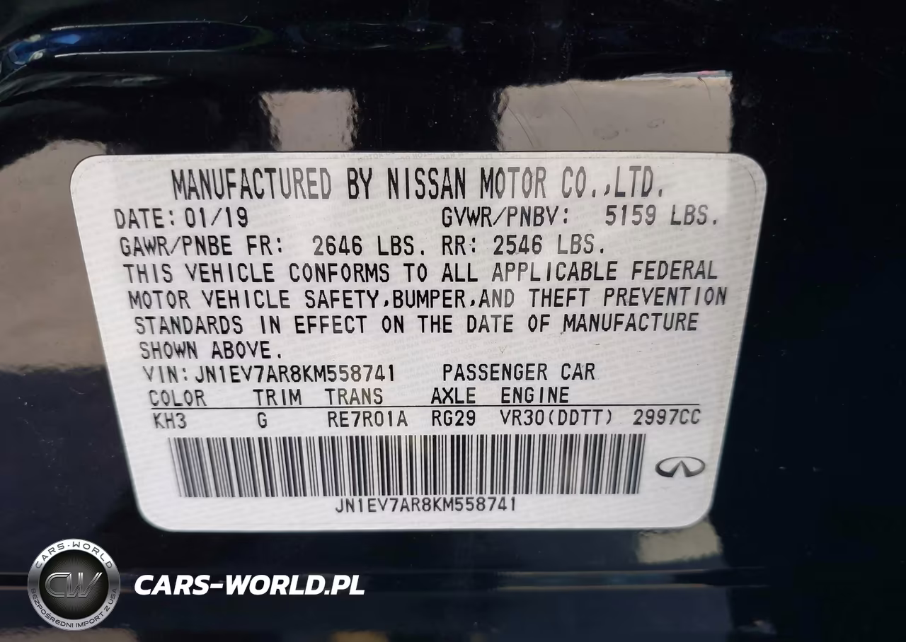 2019 Infiniti Q50 3.0T Sport VIN:JN1EV7AR8KM558741 - 9