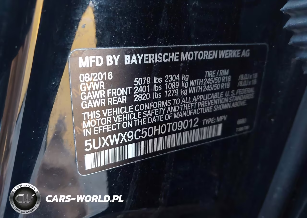 2017 BMW X3 xDrive28I VIN:5UXWX9C50H0T09012 - 9