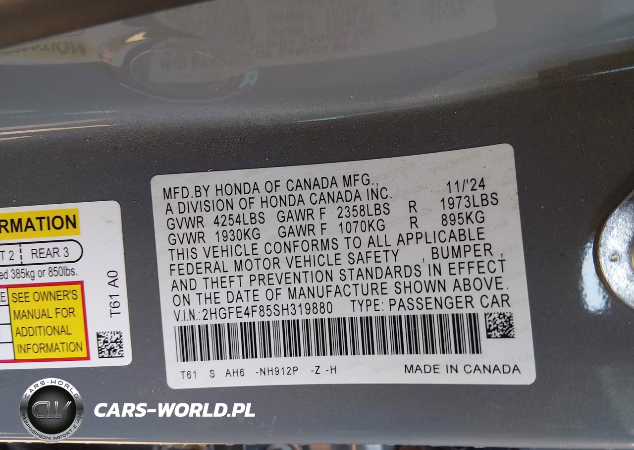 2025 Honda Civic Hybrid Sport-Sport Touring VIN:2HGFE4F85SH319880 - 9
