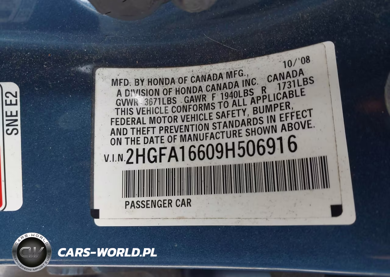 2009 Honda Civic Lx-S VIN:2HGFA16609H506916 - 9