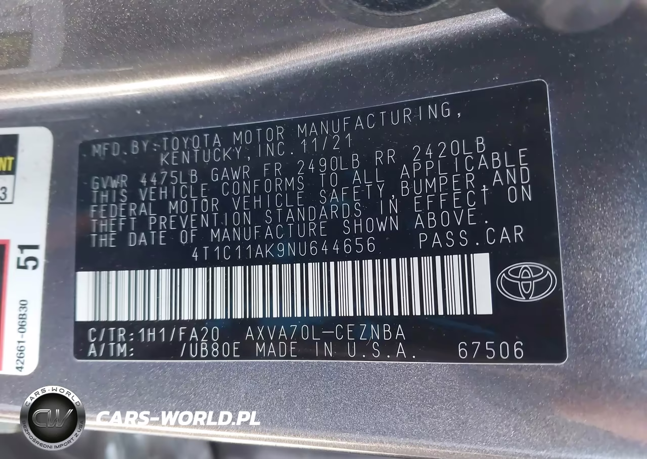 2022 Toyota Camry Le VIN:4T1C11AK9NU644656 - 9