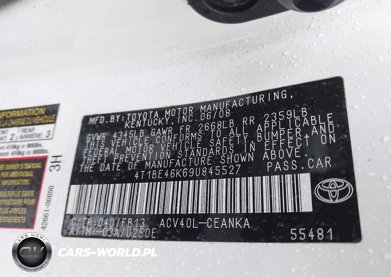 2009 Toyota Camry Le VIN:4T1BE46K69U845527 - 9