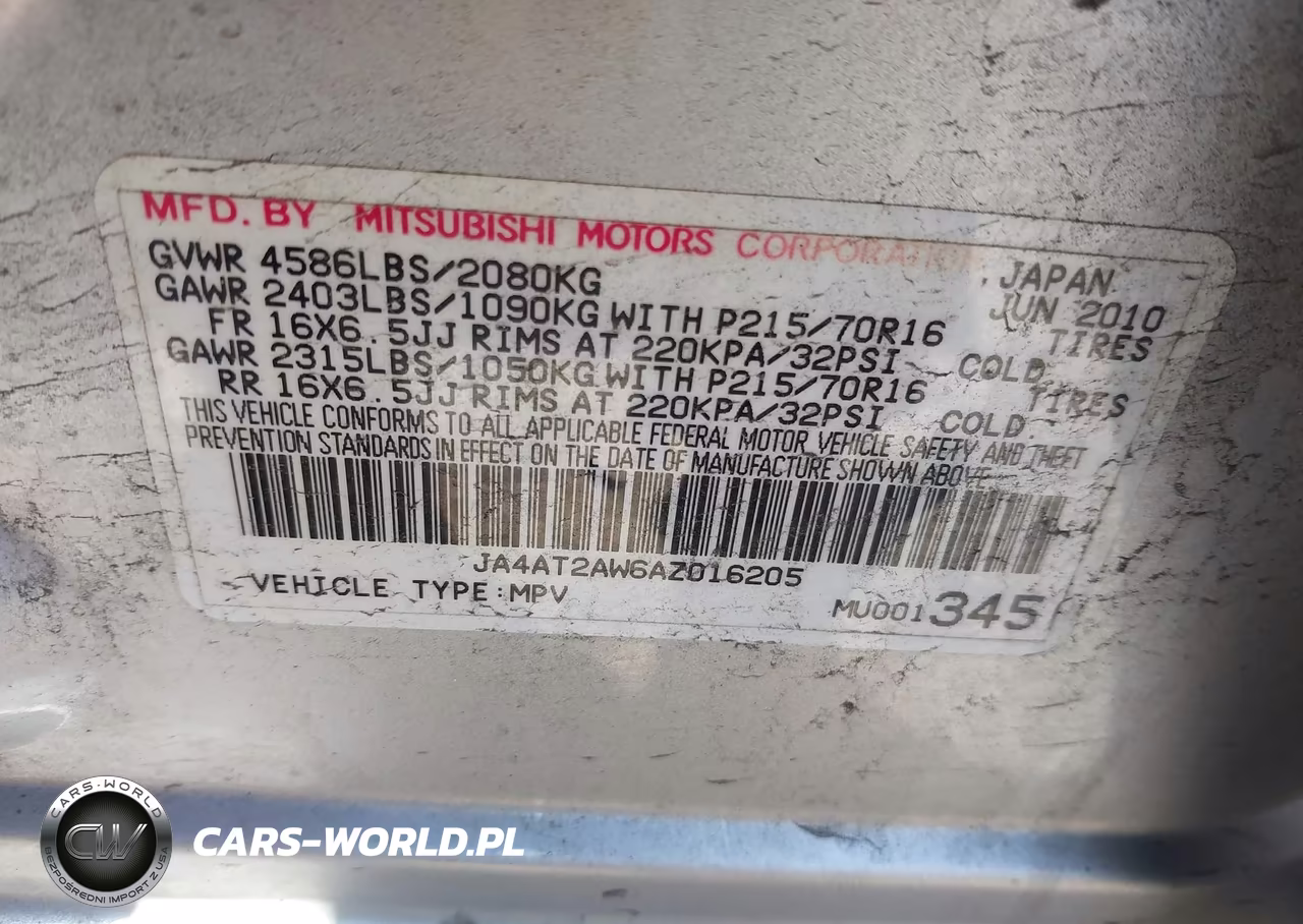 2010 Mitsubishi Outlander Es VIN:JA4AT2AW6AZ016205 - 9