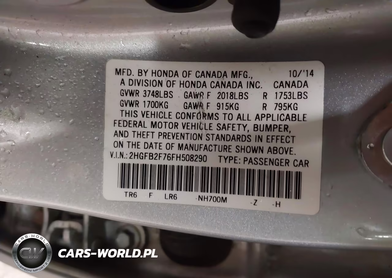 2015 Honda Civic Se VIN:2HGFB2F76FH508290 - 9