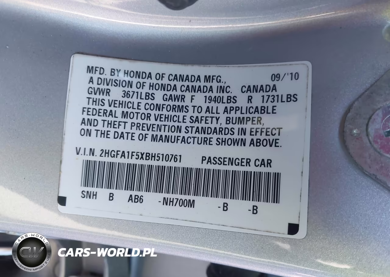 2011 Honda Civic Lx VIN:2HGFA1F5XBH510761 - 9