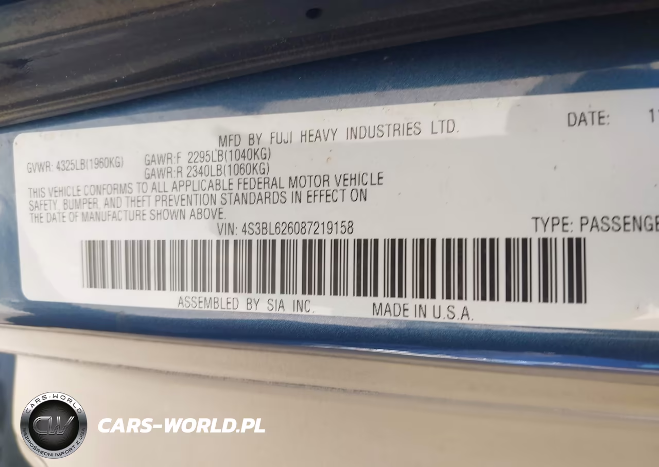 2008 Subaru Legacy 2.5I Limited VIN:4S3BL626087219158 - 9