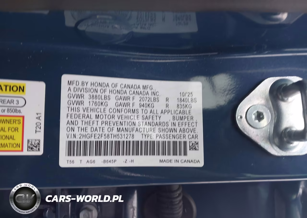 2026 Honda Civic Sport VIN:2HGFE2F58TH531278 - 9