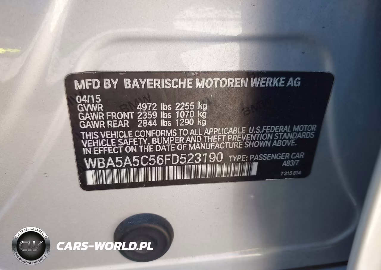 2015 BMW 528I VIN:WBA5A5C56FD523190 - 9