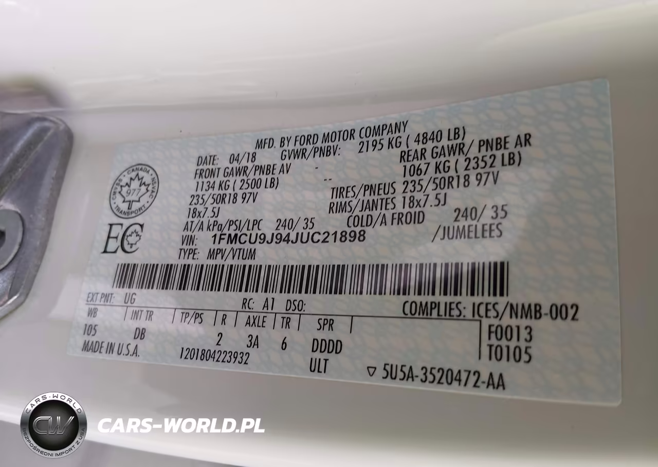 2018 Ford Escape Titanium VIN:1FMCU9J94JUC21898 - 9