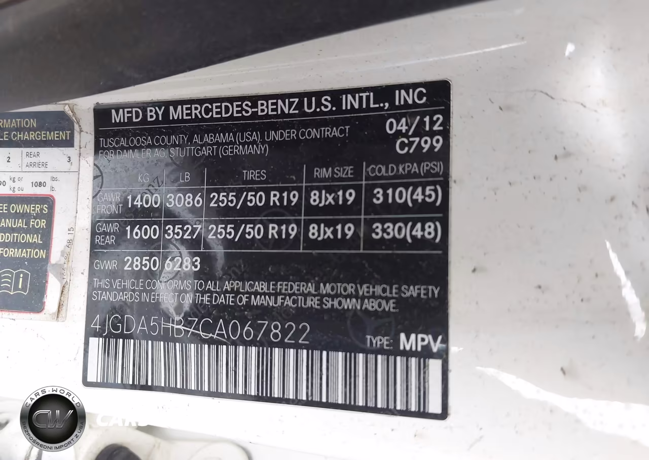 2012 Mercedes-Benz Ml 350 4Matic VIN:4JGDA5HB7CA067822 - 9