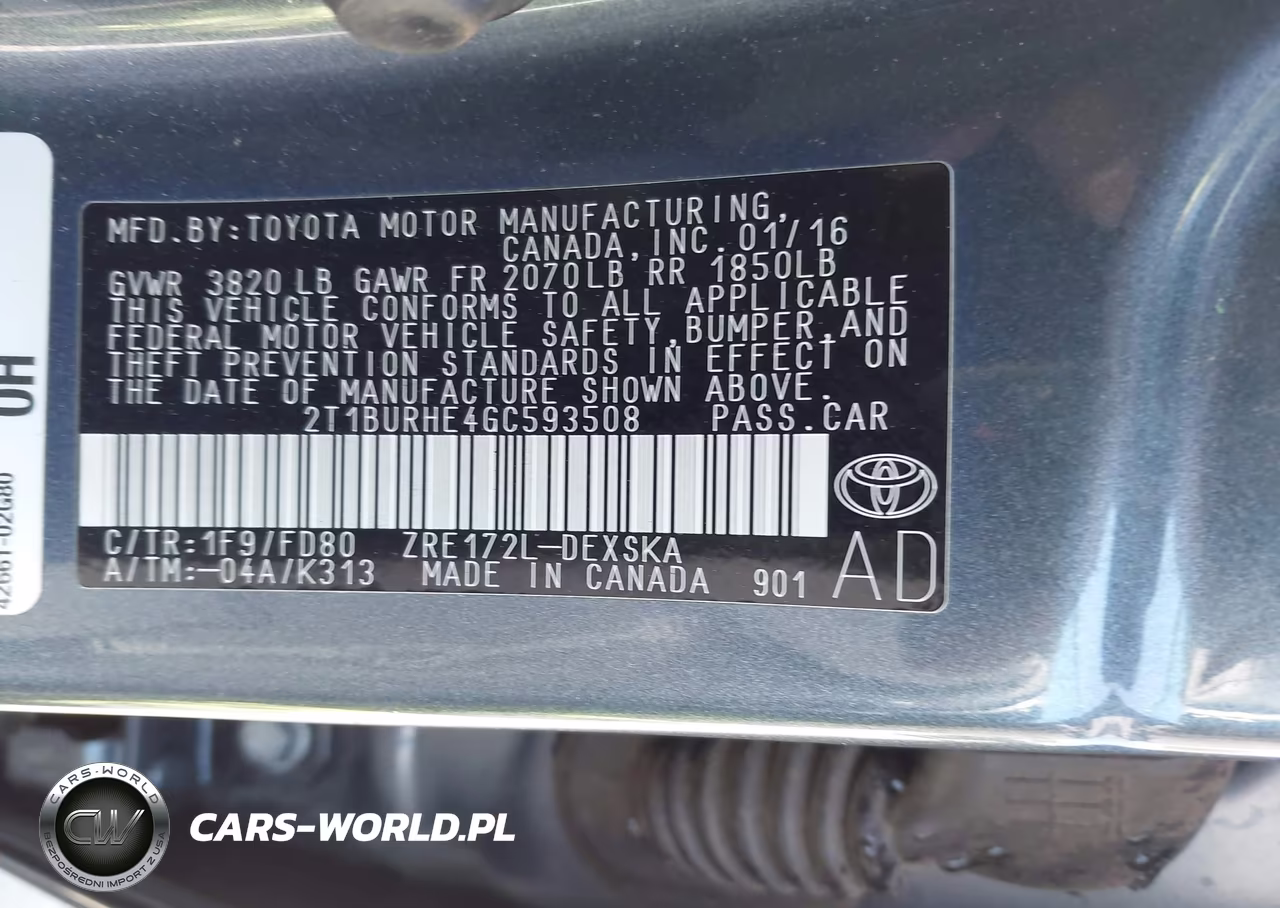 2016 Toyota Corolla S Plus VIN:2T1BURHE4GC593508 - 9