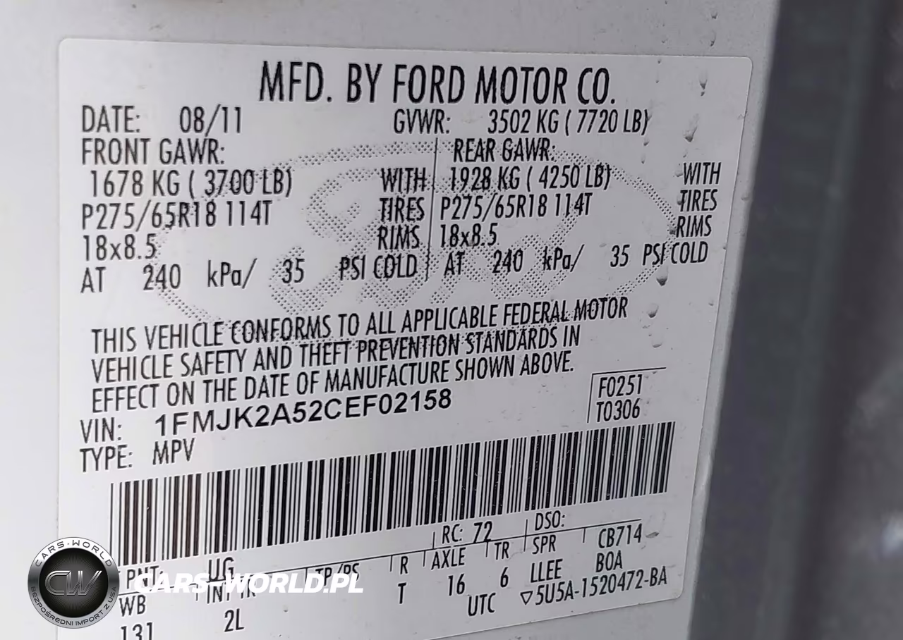 2012 Ford Expedition El Limited VIN:1FMJK2A52CEF02158 - 9