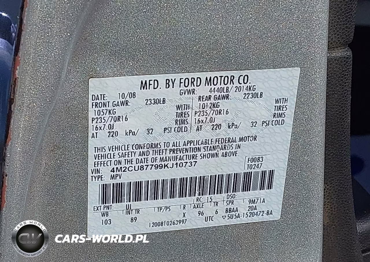 2009 Mercury Mariner Premier VIN:4M2CU87799KJ10737 - 9